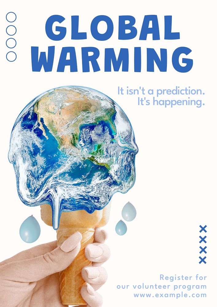 Global warming poster template, editable text and design