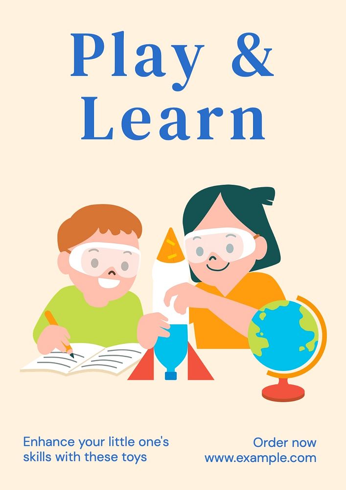 Kids toy poster template, editable text and design