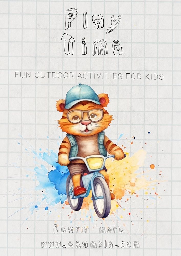 Play time poster template, editable text and design