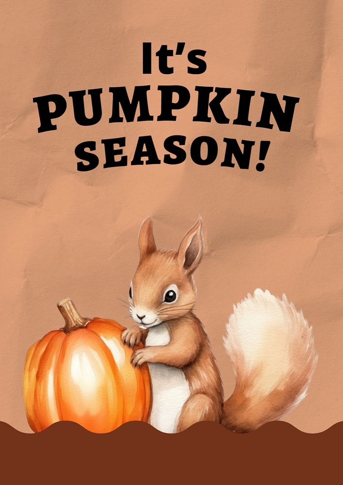 Pumpkin season poster template, editable text and design