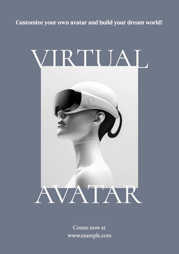 Virtual avatar poster template, editable text and design