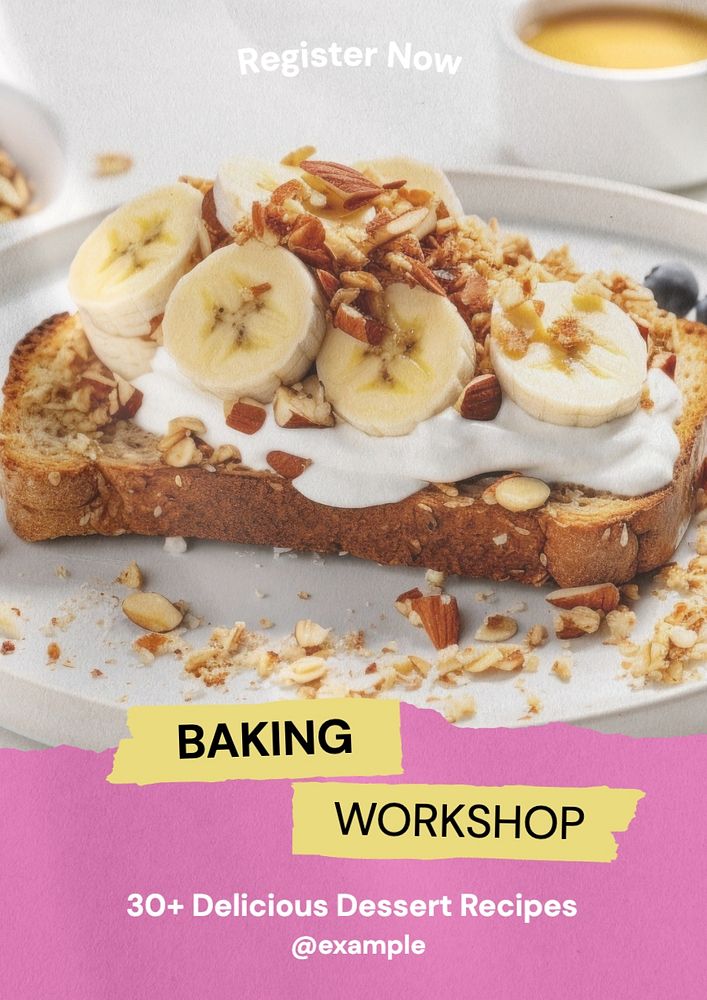 Baking workshop poster template, editable text and design