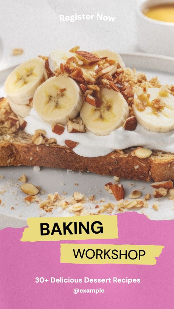 Baking workshop social story template, editable Instagram design