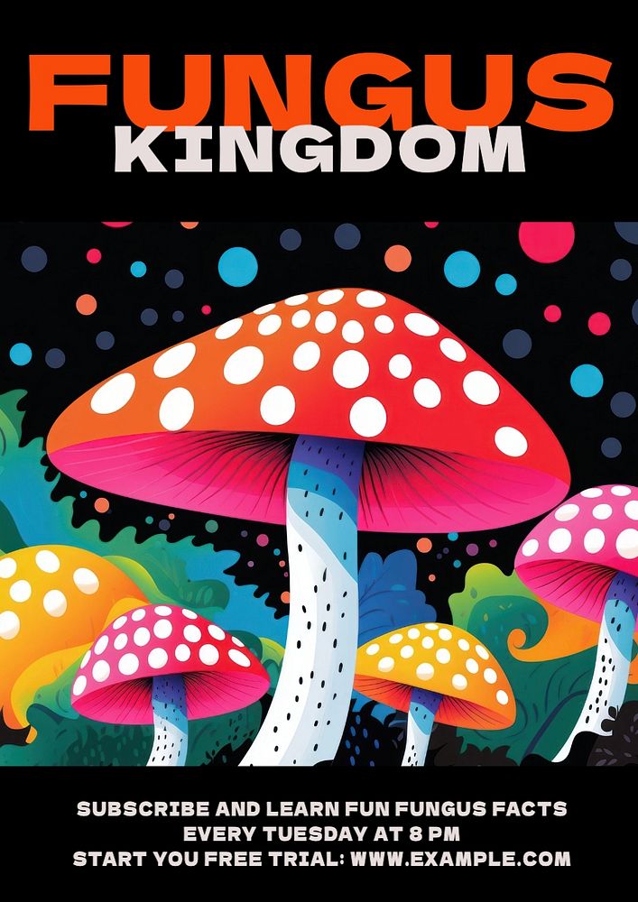 Fungus kingdom poster template, editable text and design