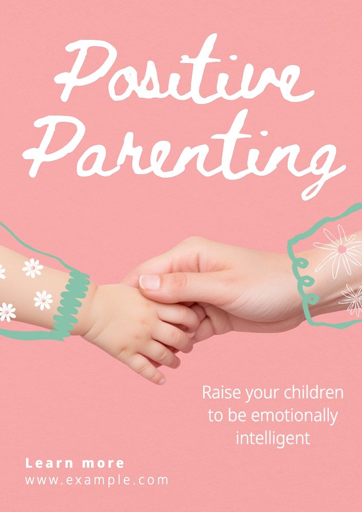 Positive parenting poster template, editable text and design