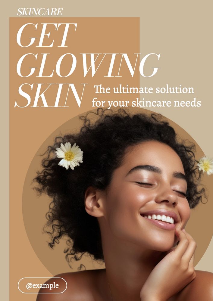 Skincare poster template, editable text and design