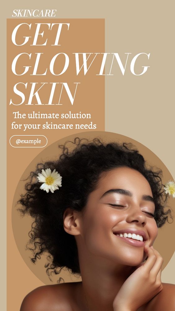 Skincare Instagram post template, editable text