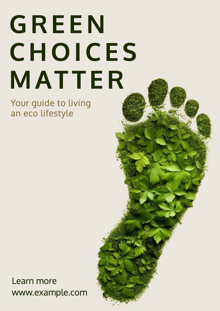 Eco lifestyle poster template, editable text and design