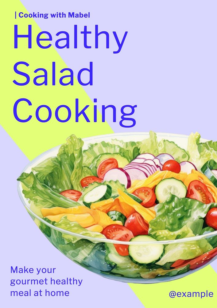 Healthy Cooking Tutorial poster template, editable text and design