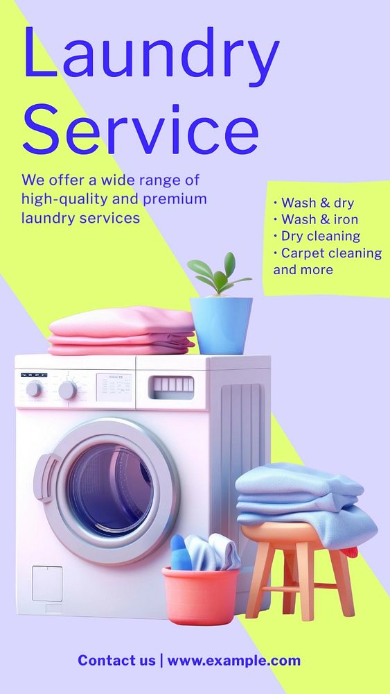 Laundry service Instagram post template, editable text