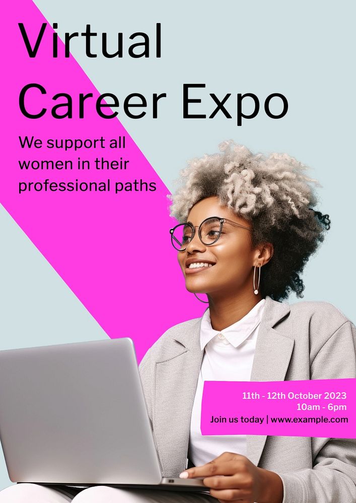 Female career expo poster template, editable text and design