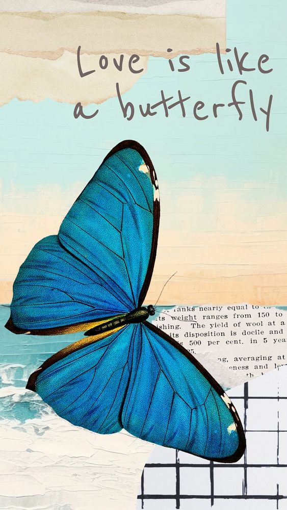 Love is like a butterfly Instagram post template, editable text