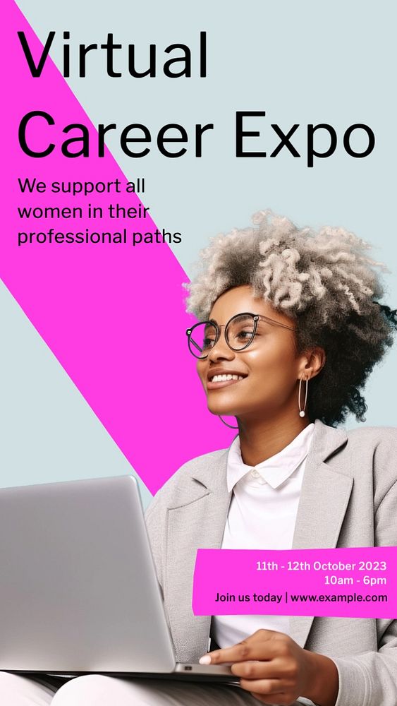 Female career expo Instagram post template, editable text