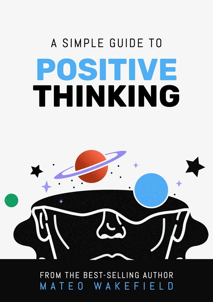 Positive thinking book cover template, editable design