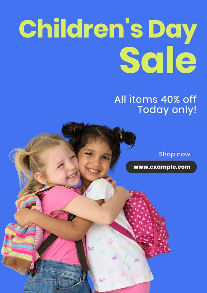 Children's day sale poster template, editable text and design