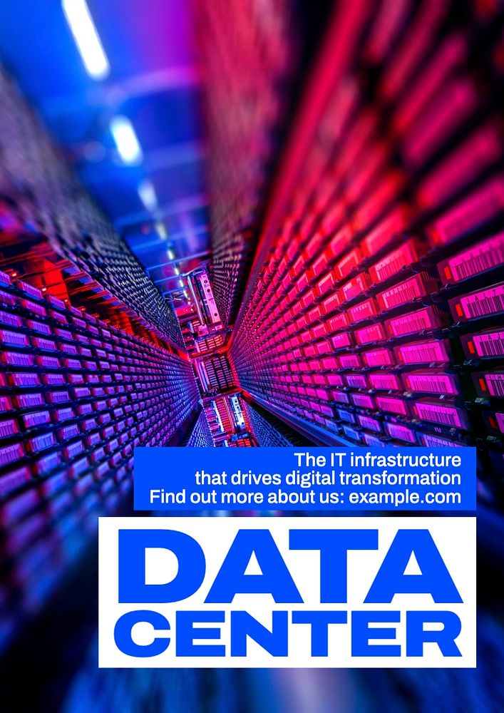 Data center poster template, editable text and design