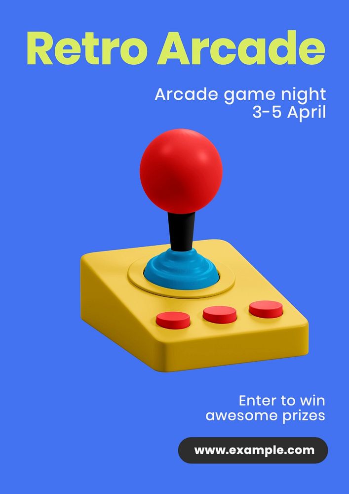 Retro Arcade poster template, editable text and design