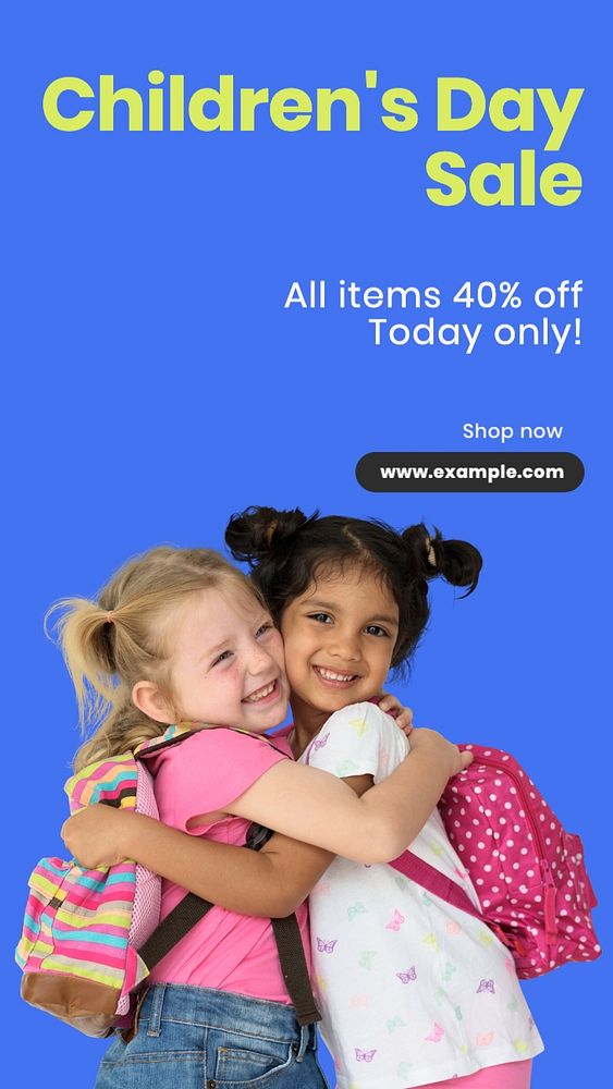 Children's day sale social story template, editable Instagram design