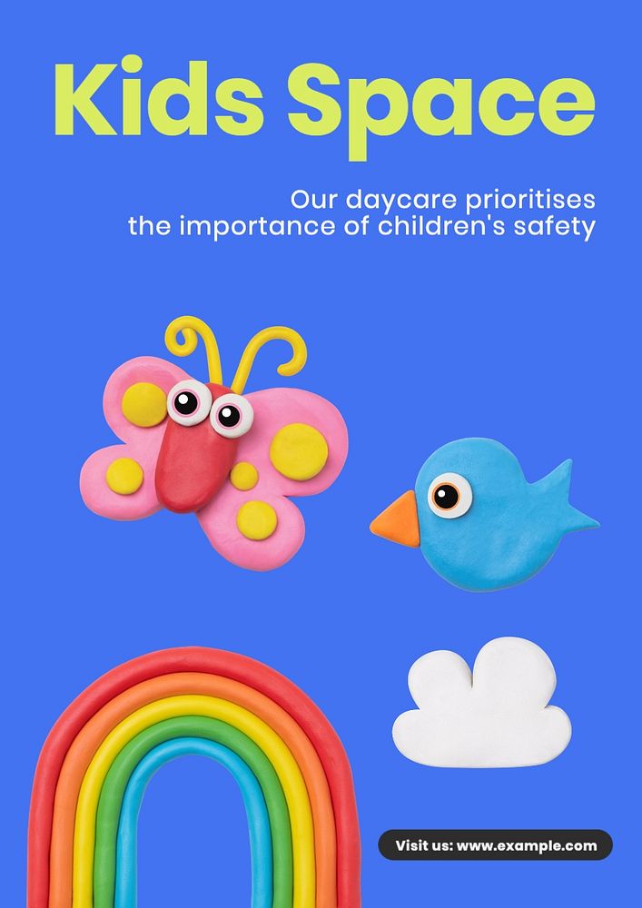Kids space poster template, editable text and design