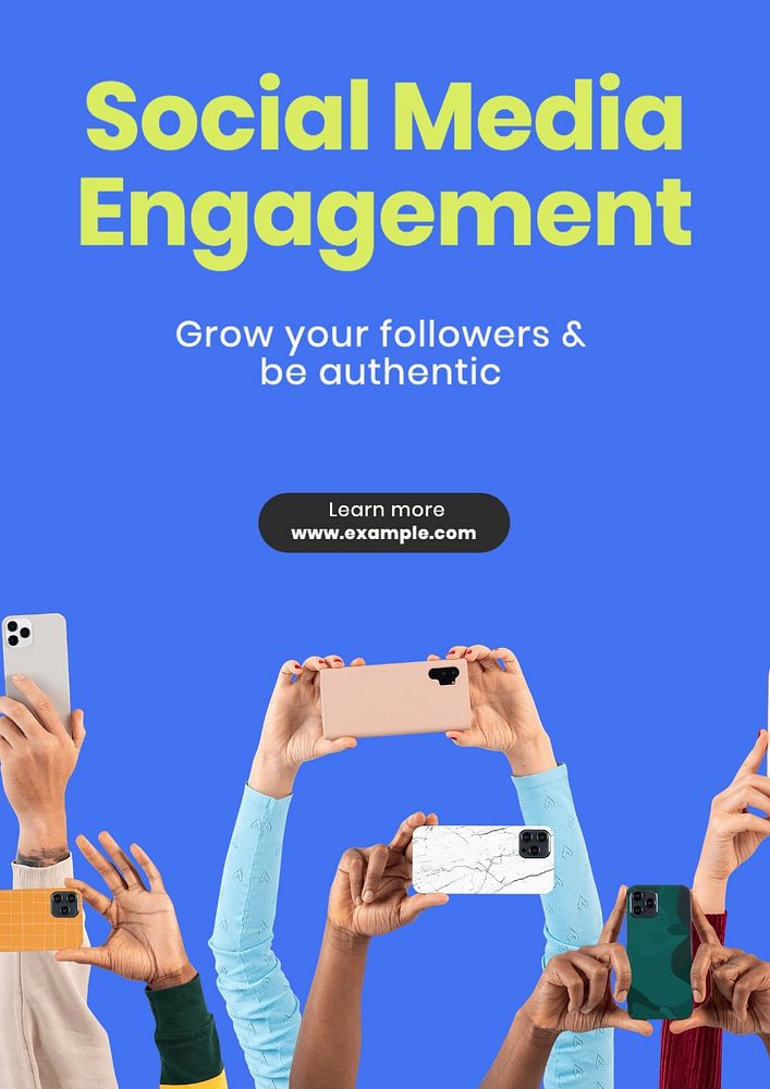 Social media engagement poster template, editable text and design