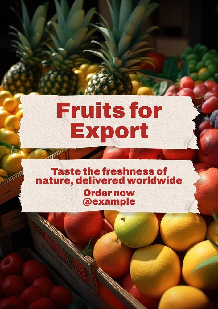 Fruit export poster template, editable text and design