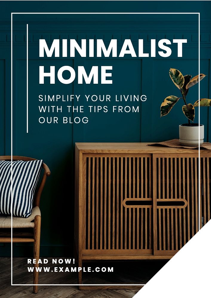 Minimalist home decor poster template, editable text and design