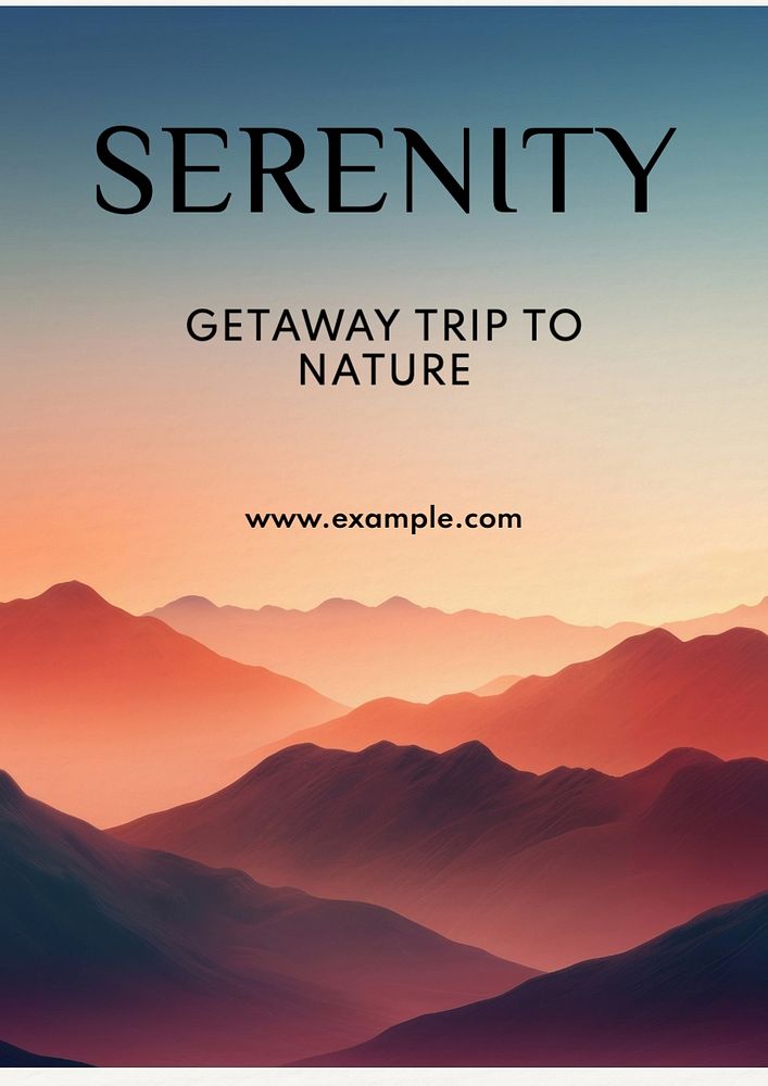 Serenity & nature trip poster template, editable text and design