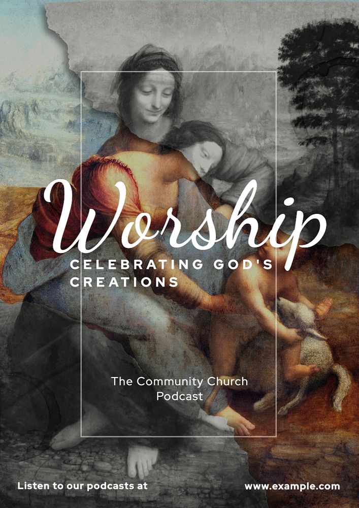 Worship god poster template, editable text and design