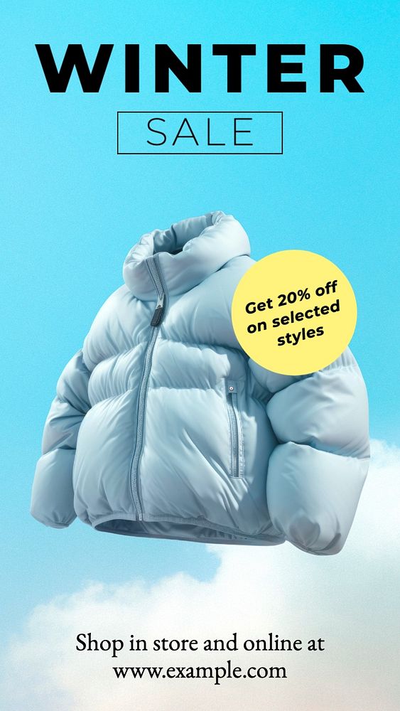 Winter Sale Instagram story template, editable text