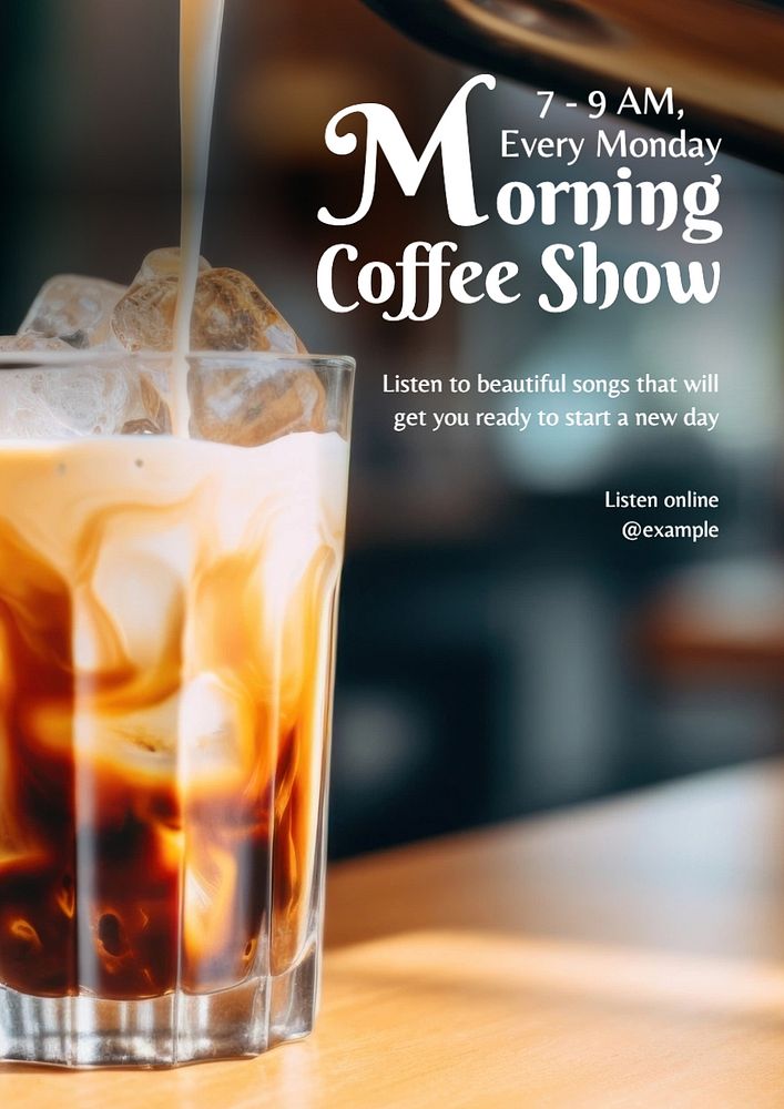 Morning radio show poster template, editable text and design