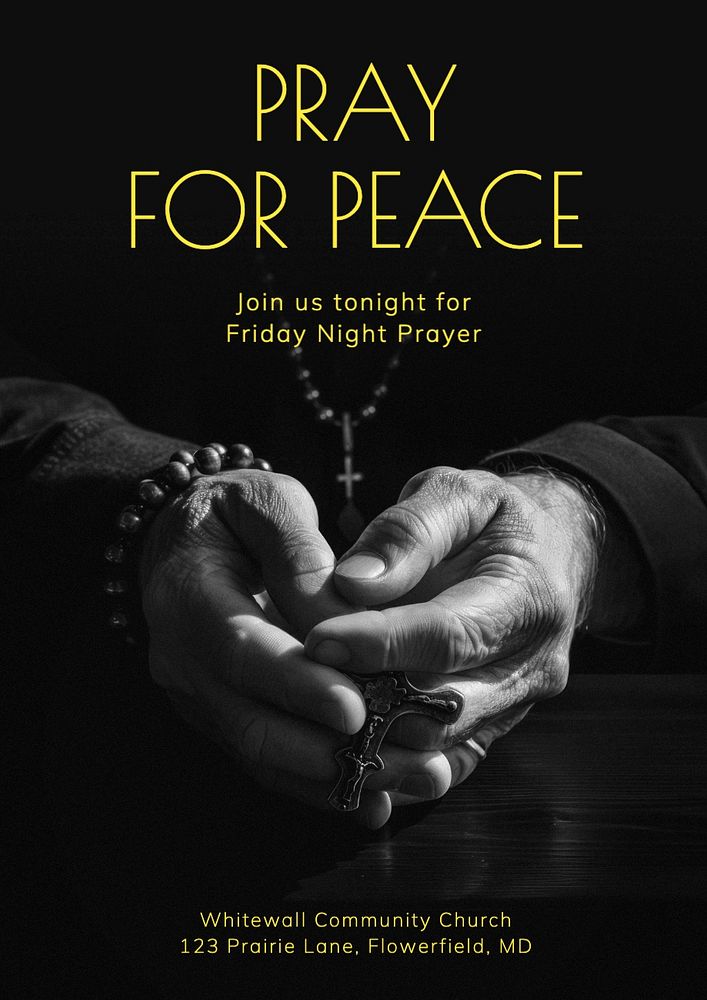 Pray for peace poster template, editable text and design