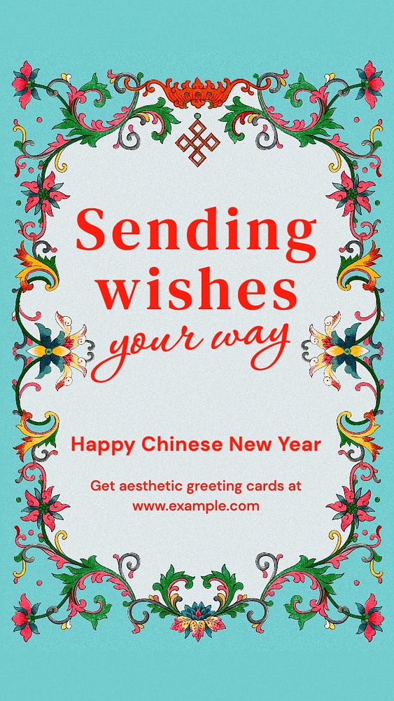 Chinese new year Instagram story template, editable text