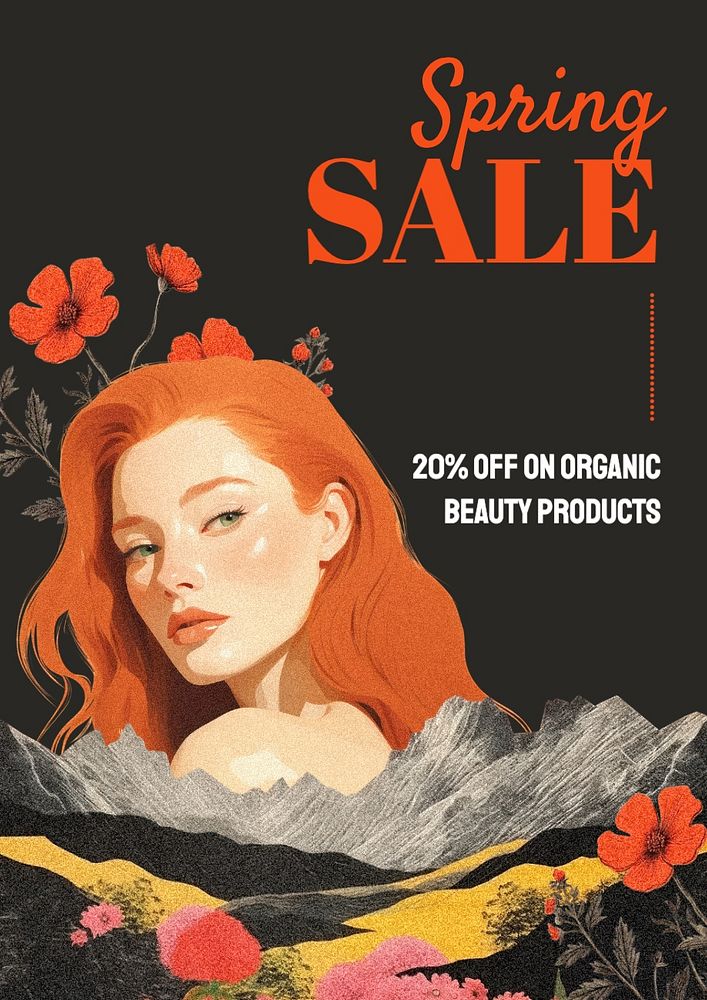 Spring sale poster template, editable text and design