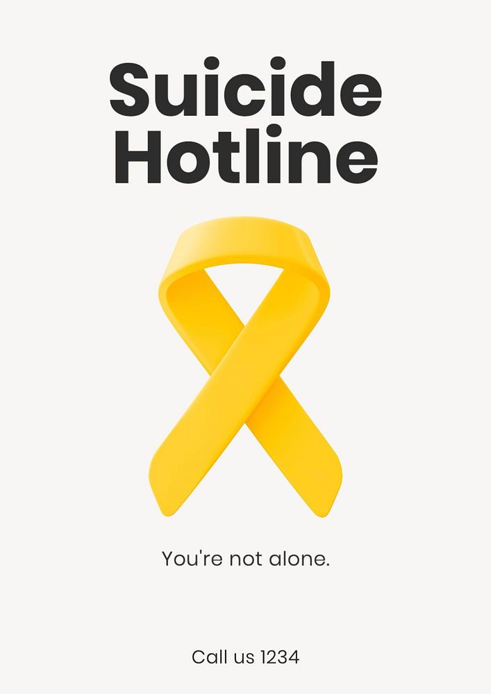 Suicide hotline poster template, editable text and design