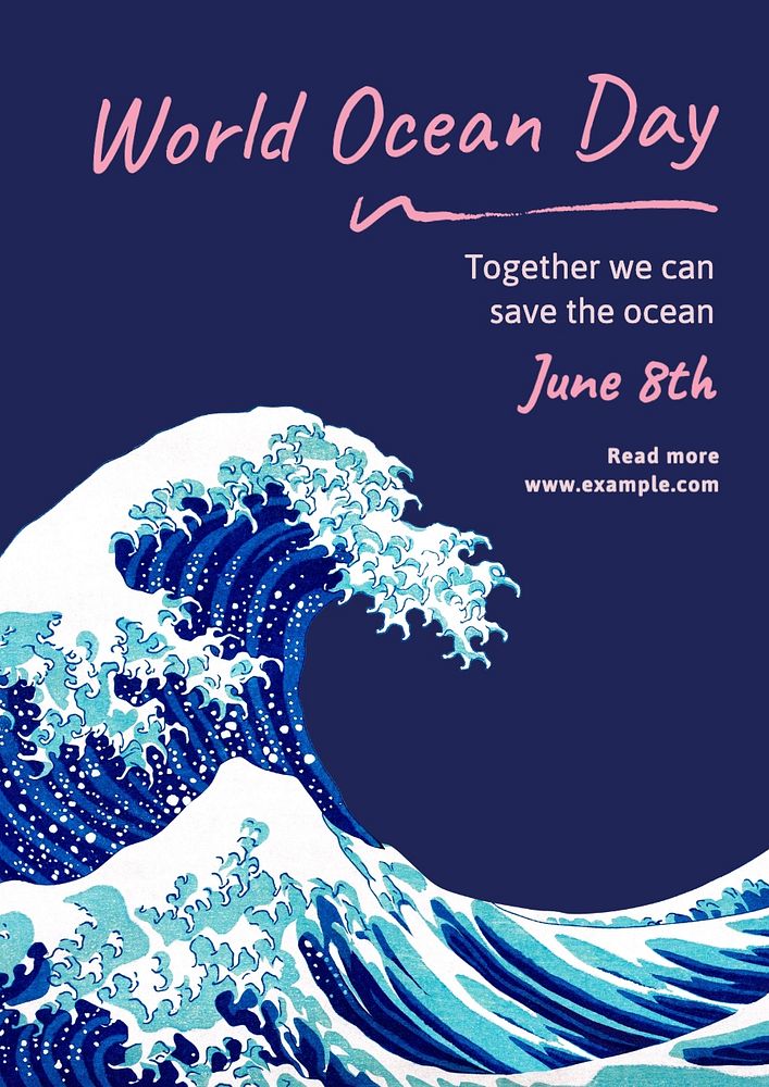 World ocean day poster template, editable text and design