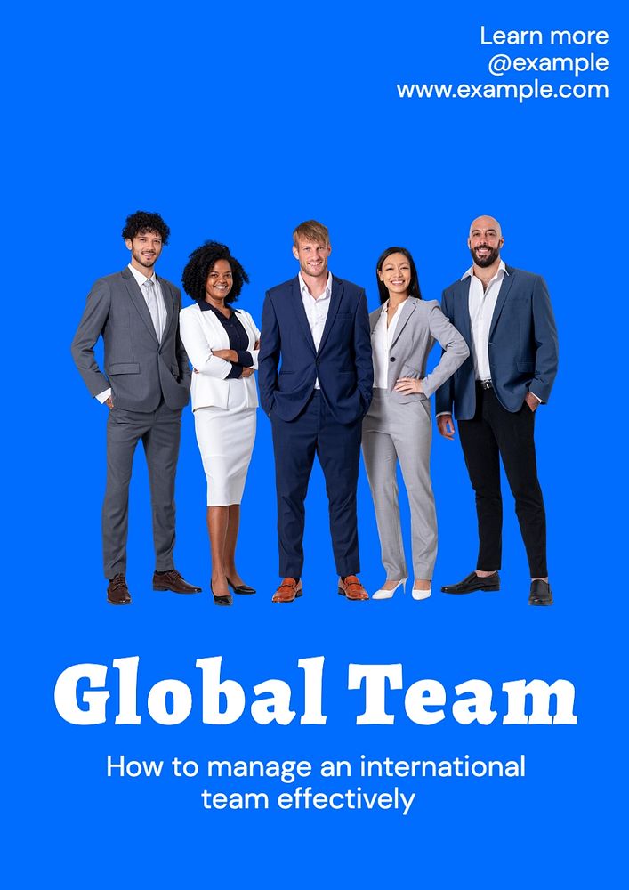 Global team poster template, editable text and design