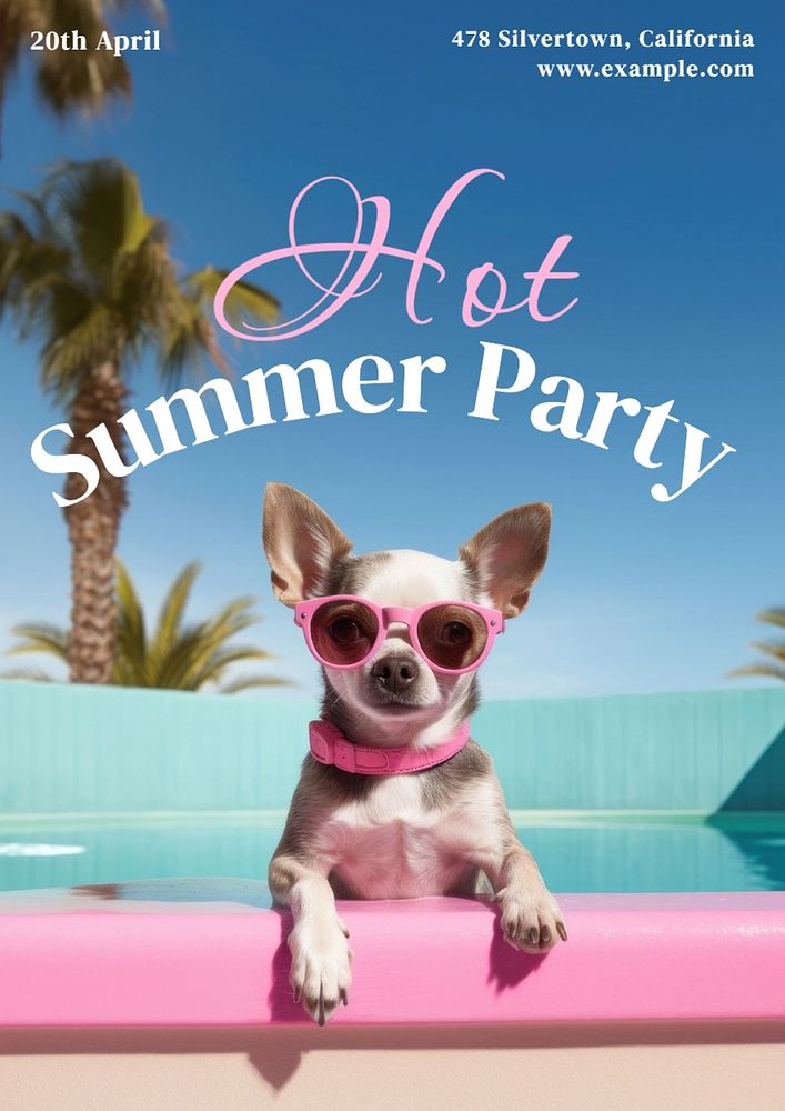 hot summer party poster template, editable text and design