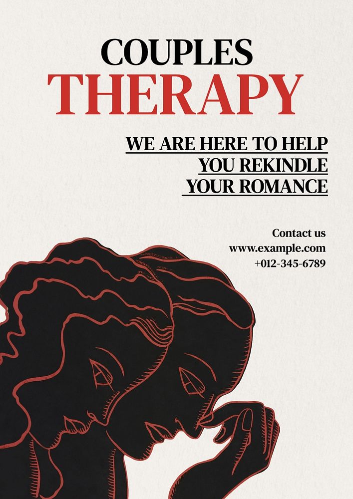 Couple therapy poster template, editable text and design