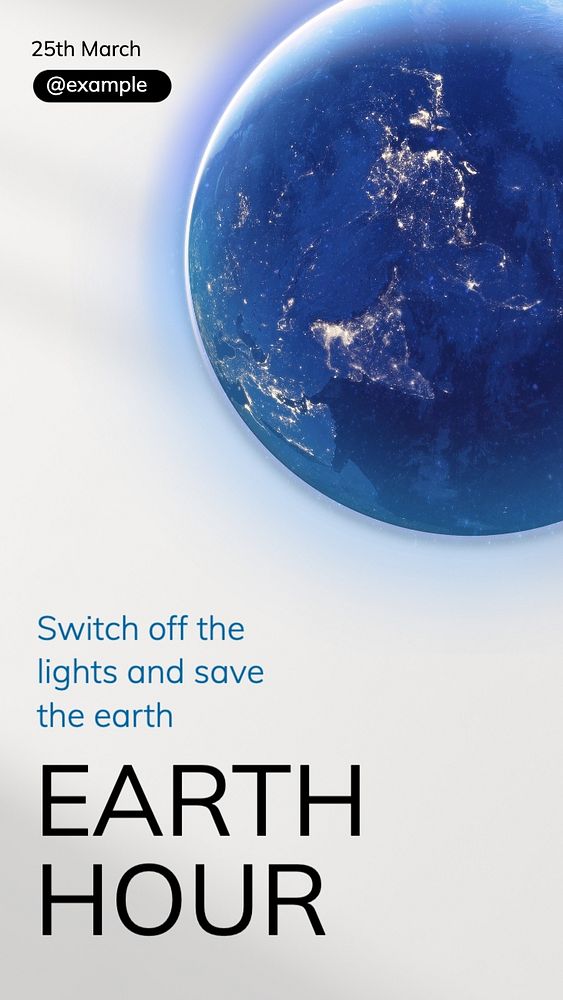 Earth hour Instagram post template, editable text