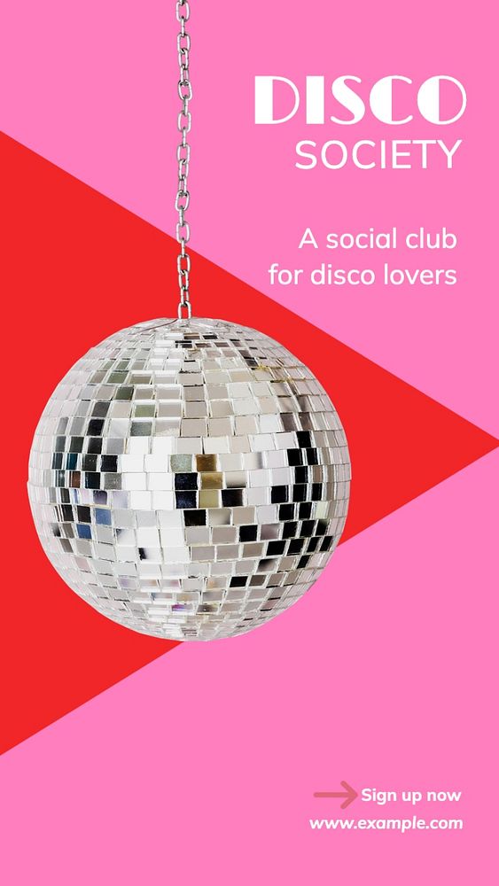 Disco society Instagram post template, editable text