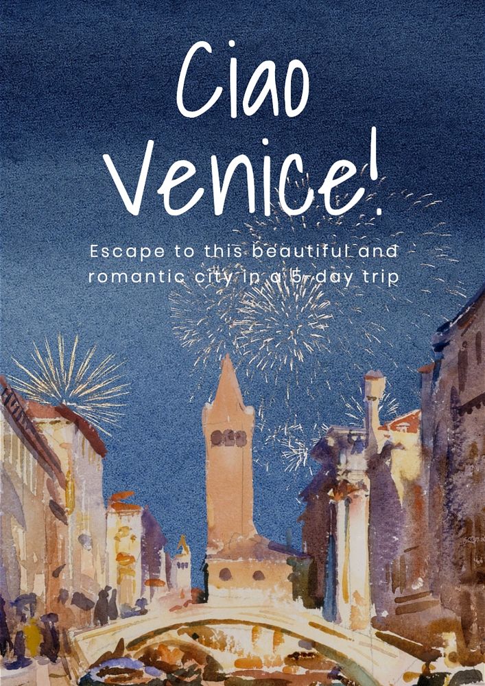 Venice travel poster template, editable text and design