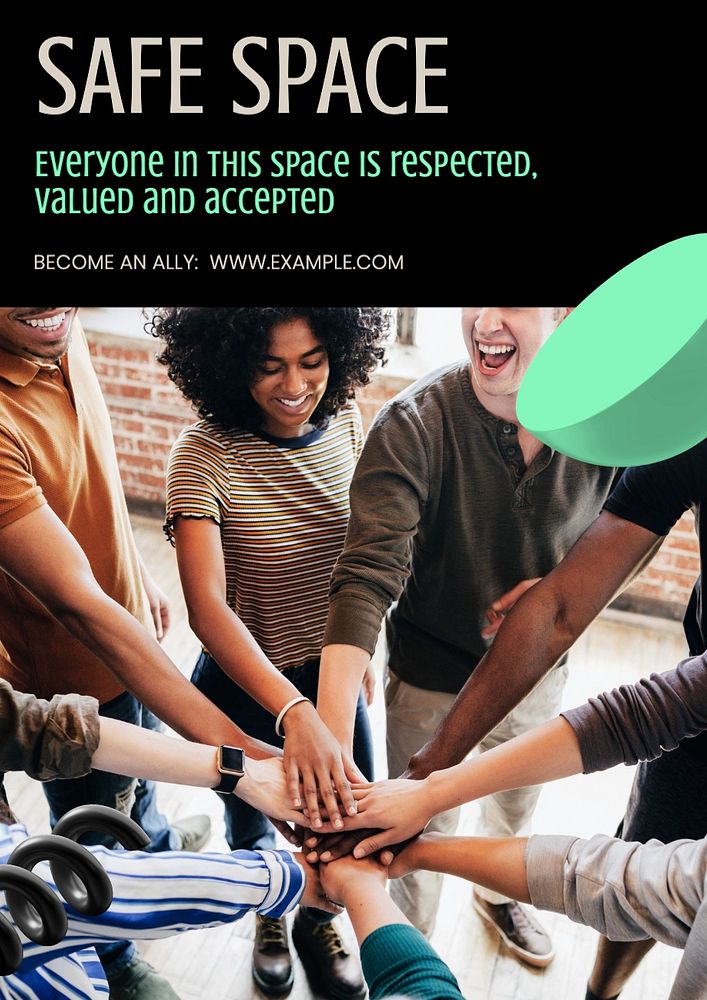 Safe space poster template, editable text and design