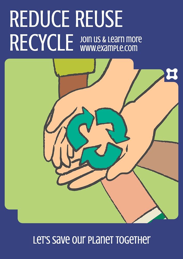 Reduce reuse recycle poster template, editable text and design