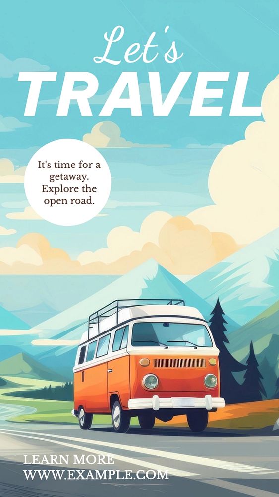 Let's travel Instagram story template, editable text