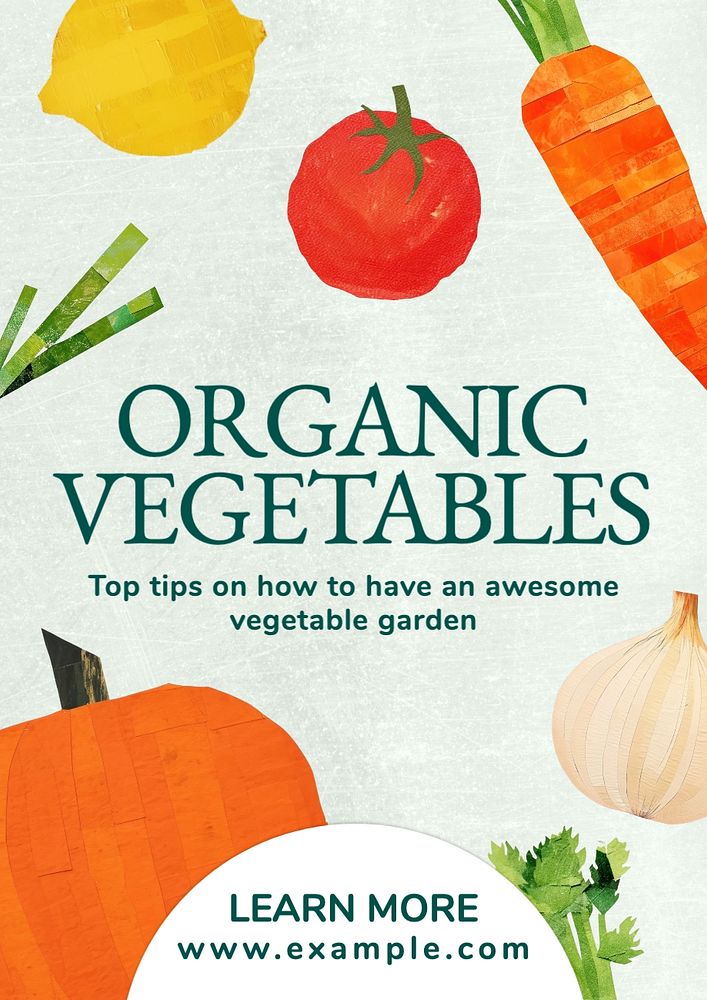 Organic vegetables poster template, editable text and design