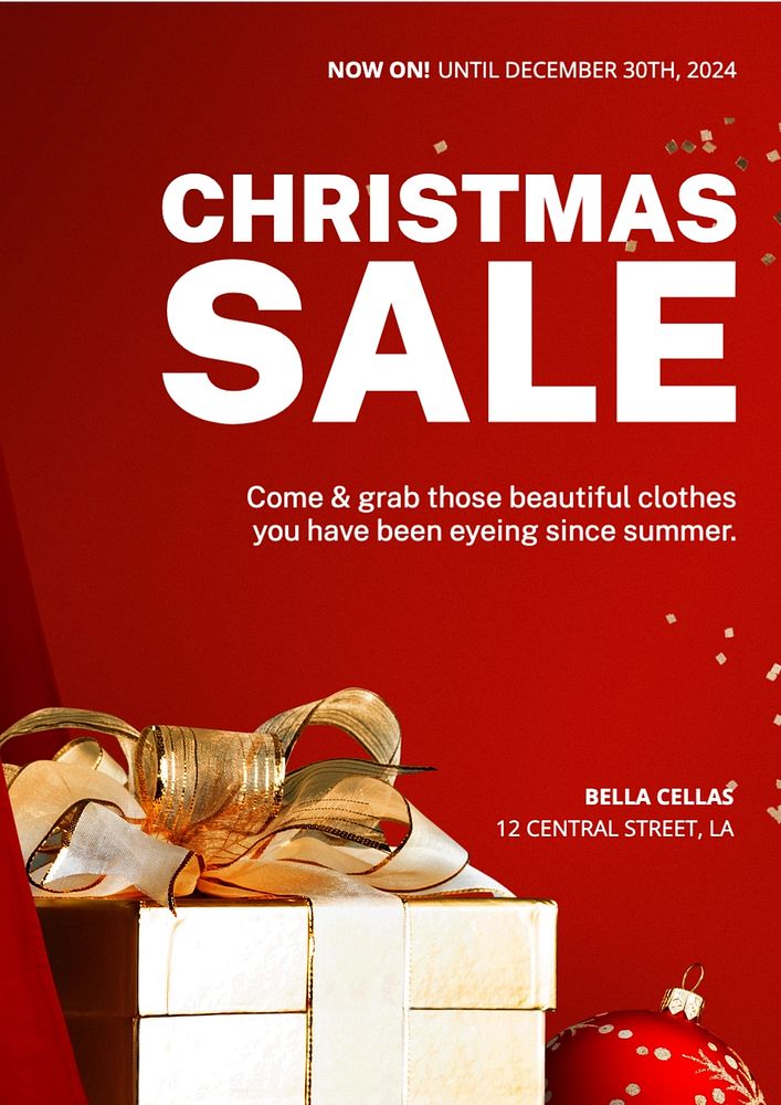 Christmas sale poster template, editable text and design