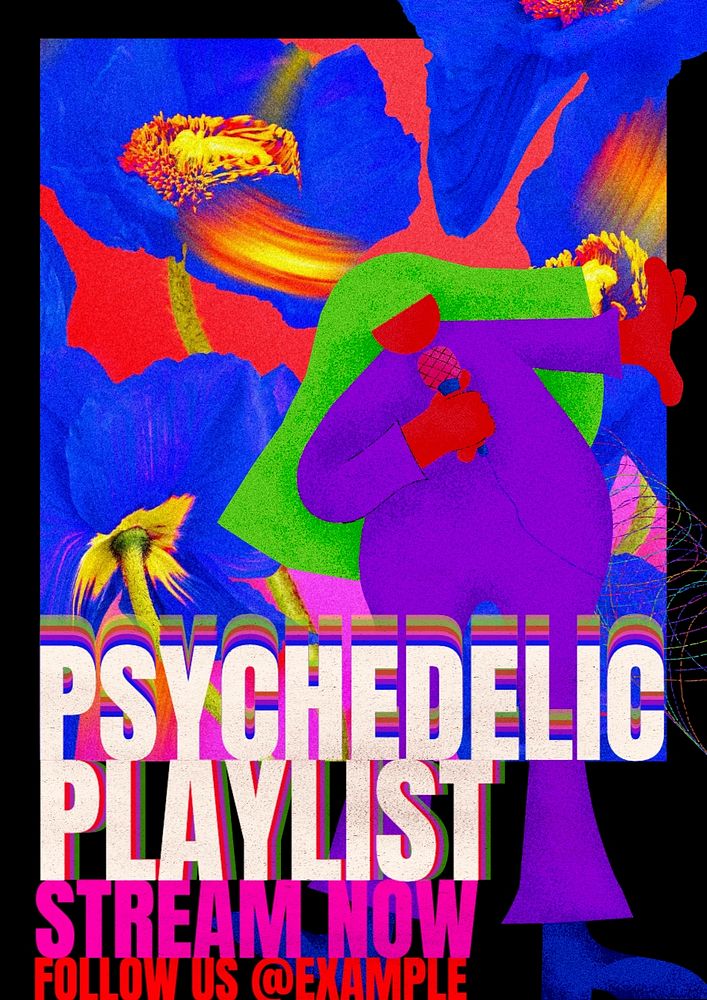 Psychedelic therapy poster template, editable text and design