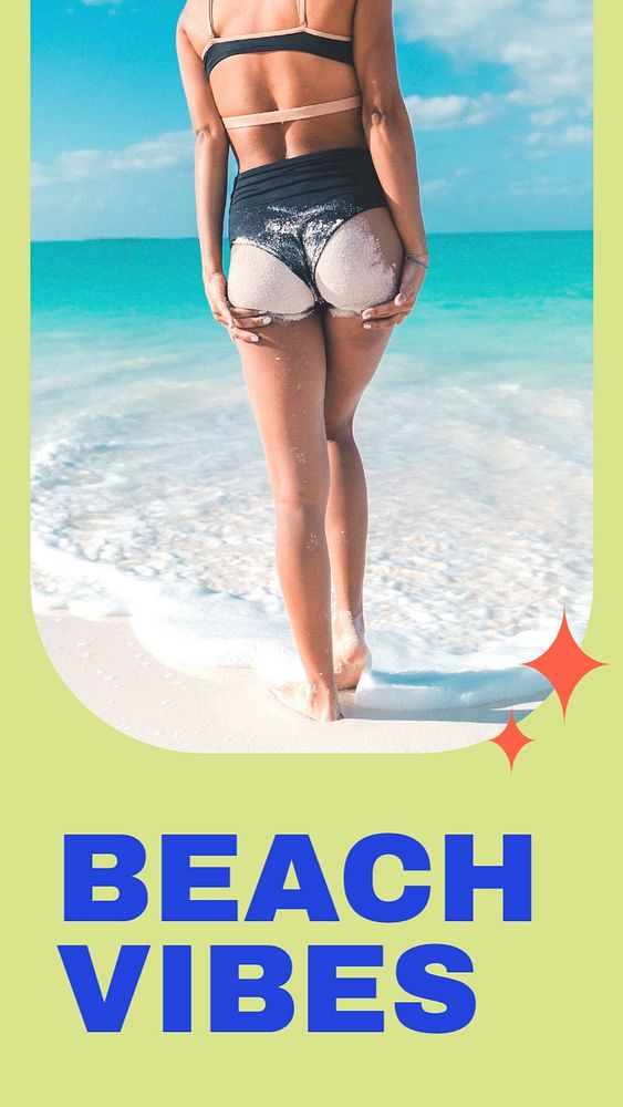 Beach Vibes social story template, editable Instagram design