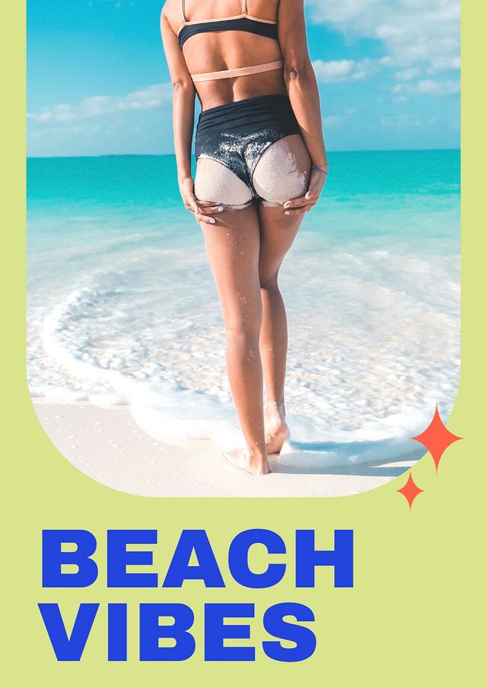 Beach Vibes poster template, editable text and design