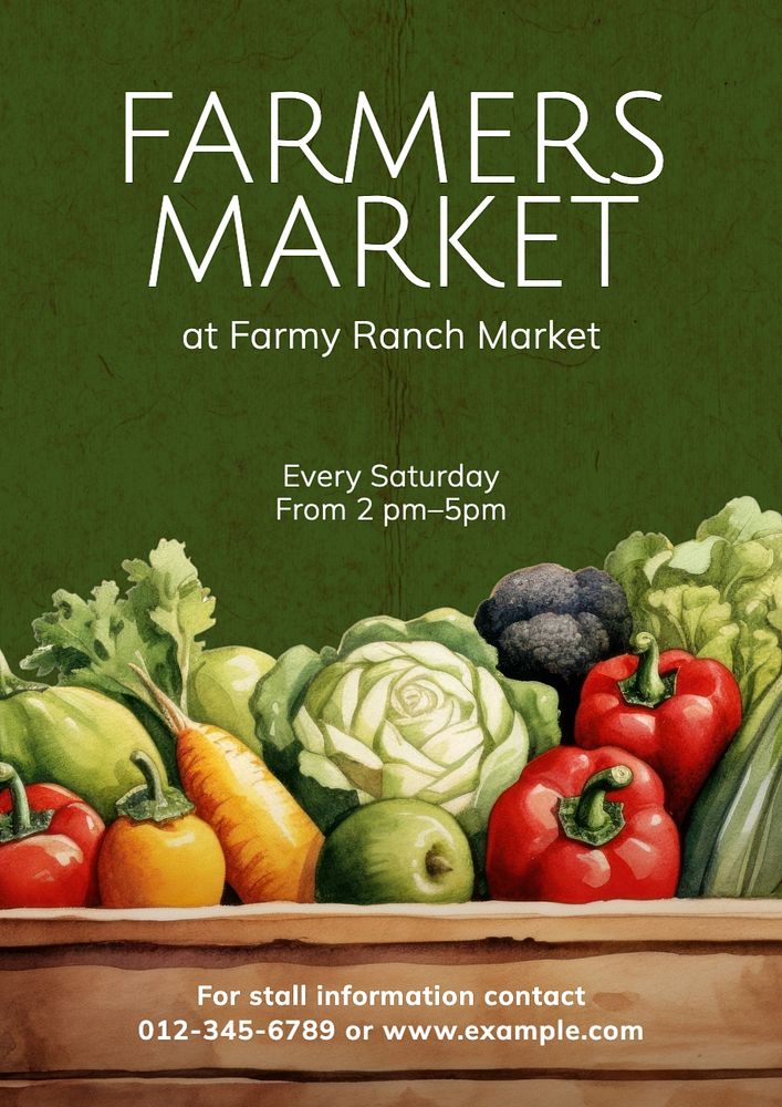 Farmer's market poster template, editable text and design